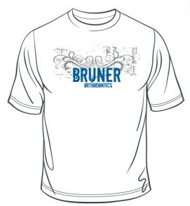 bruner orthodontics white t-shirt